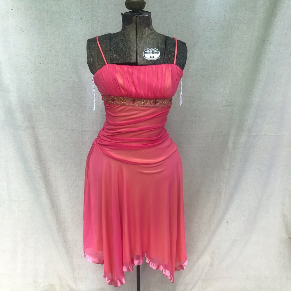 Vintage Jodi Kristopher Pink Coral and Yellow Dress